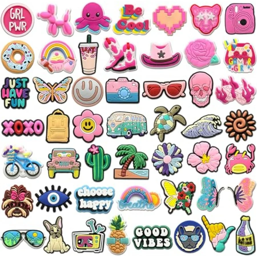 50-Piece Shoe Charms for Girls Women and Adults Pink Cute Preppy Hippie Summer Butterfly Flower Shoe Decoration Pins, Happy Hol
50-Piece Shoe Charms for Girls Women and Adults Pink Cute Preppy Hippie Summer Butterfly Flower Shoe Decoration Pins, Happy Hol