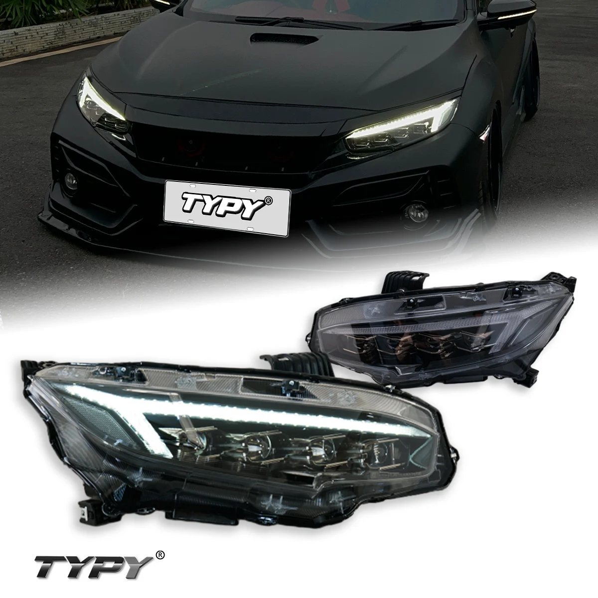 TYPY новые светодиодные автомобильные фары для Honda Civic 10-я фара 2016-2021, сигналы, автоаксессуары, дневные ходовые огни
TYPY новые светодиодные автомобильные фары для Honda Civic 10-я фара 2016-2021, сигналы, автоаксессуары, дневные ходовые огни