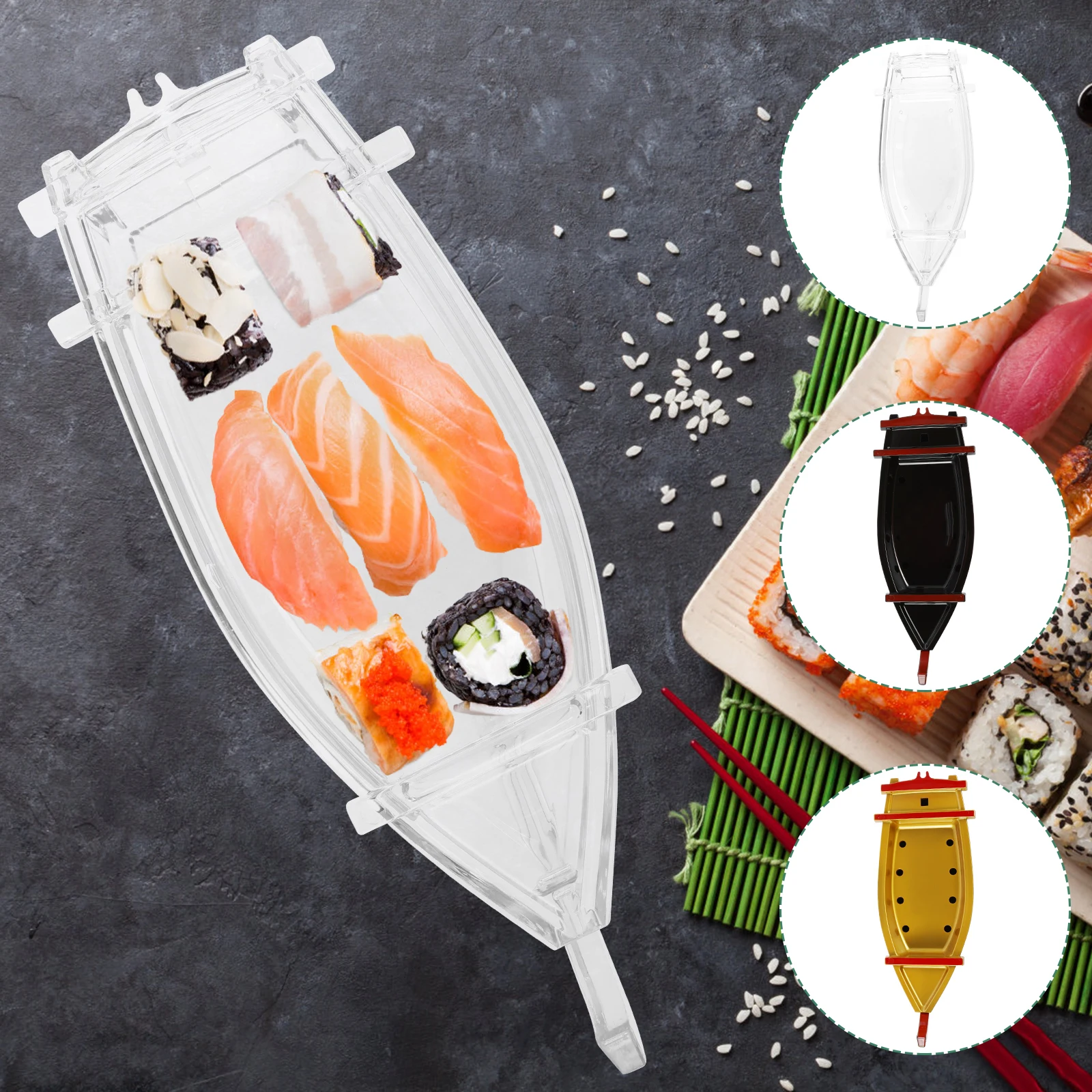 Sushi Serving Tray Reusable Plastic Sushi Boat Serving Plate Japanese Style Sushi Tray Decorative for Home Kitchen Restaurant
Sushi Serving Tray Reusable Plastic Sushi Boat Serving Plate Japanese Style Sushi Tray Decorative for Home Kitchen Restaurant