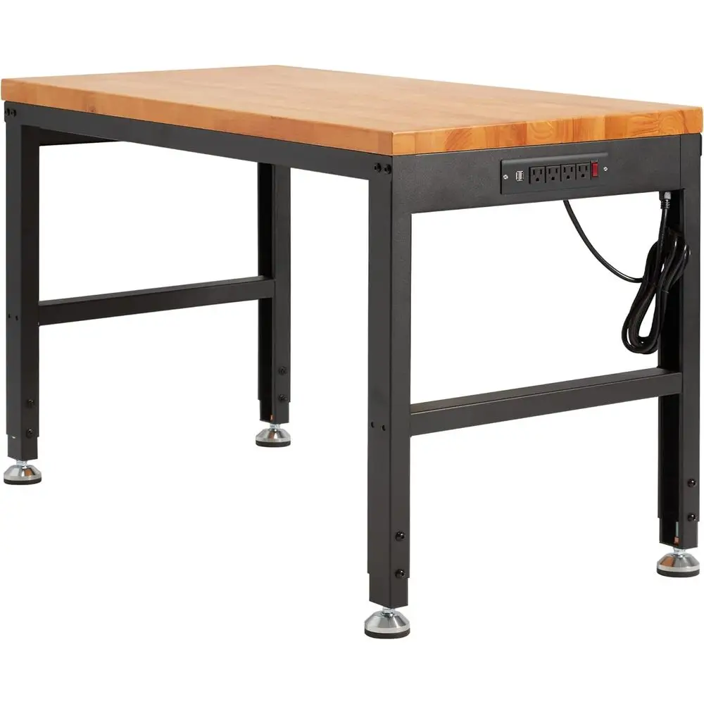 Heavy-Duty 48x24 Adjustable Workbench with Power Outlets, 2000 lbs Capacity, Rubber Wood Top for Garage and Workshop
Heavy-Duty 48x24 Adjustable Workbench with Power Outlets, 2000 lbs Capacity, Rubber Wood Top for Garage and Workshop
