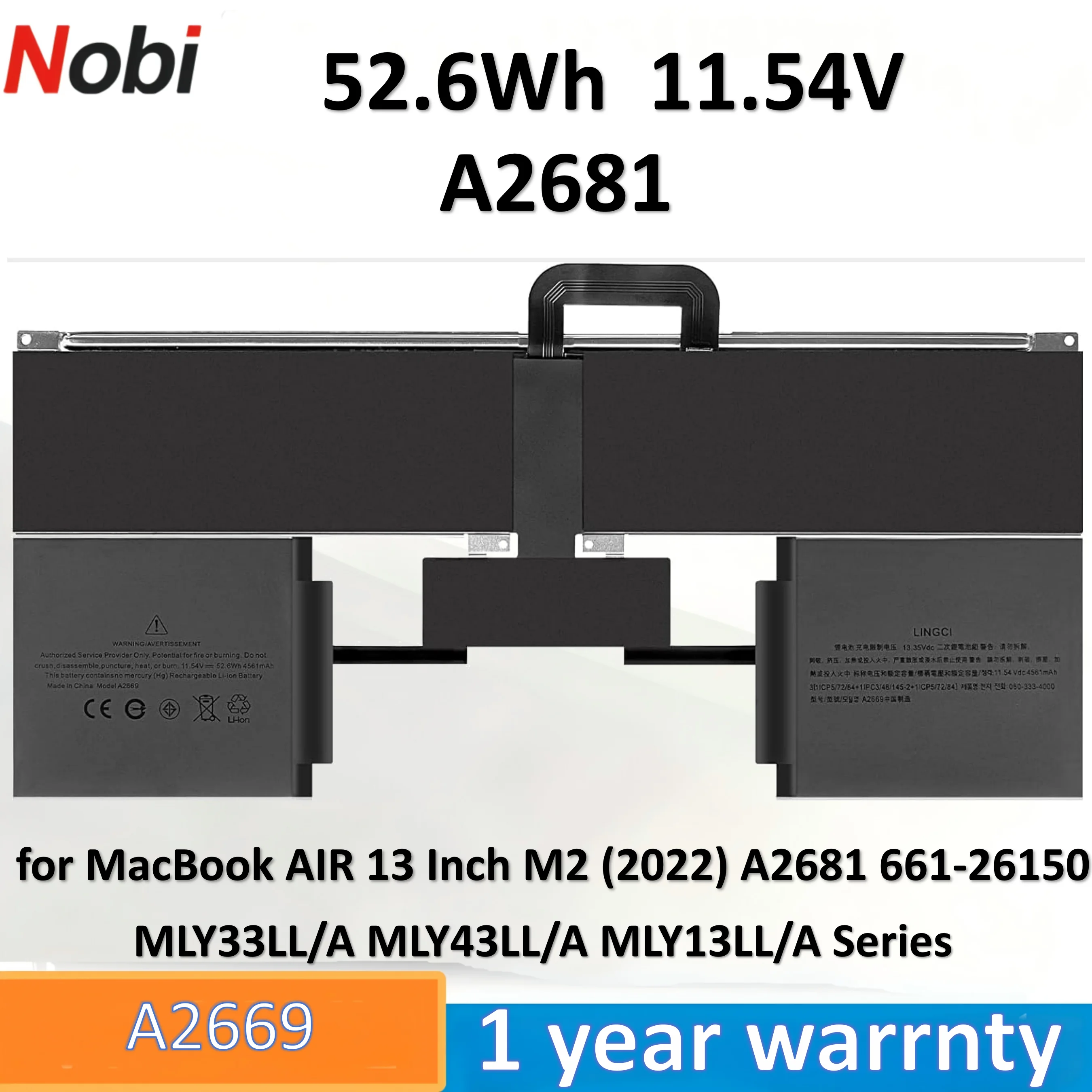 Nobi A3240 A3113 A2669 A2681 battery for MacBook AIR 13" M2 2022 A2681 661-26150 MLY33LL/A MLY43LL/A MLXX3LL/A MLXW3LL/A series
Nobi A3240 A3113 A2669 A2681 battery for MacBook AIR 13" M2 2022 A2681 661-26150 MLY33LL/A MLY43LL/A MLXX3LL/A MLXW3LL/A series