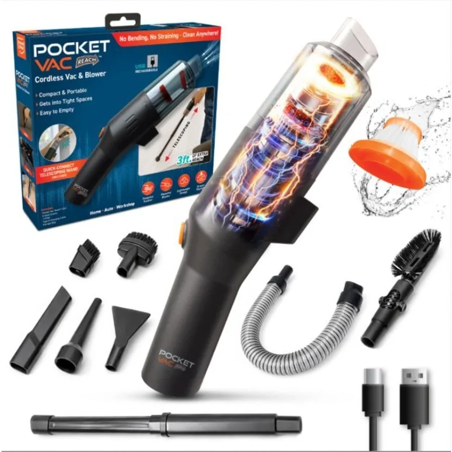 Reach Handheld Vacuum w/ 3Feet Extension Wand Cordl 2-in-1 Blower and Portable Car Vacuum Cleaner, Mini Hand Vacuum for Furnitu
Reach Handheld Vacuum w/ 3Feet Extension Wand Cordl 2-in-1 Blower and Portable Car Vacuum Cleaner, Mini Hand Vacuum for Furnitu