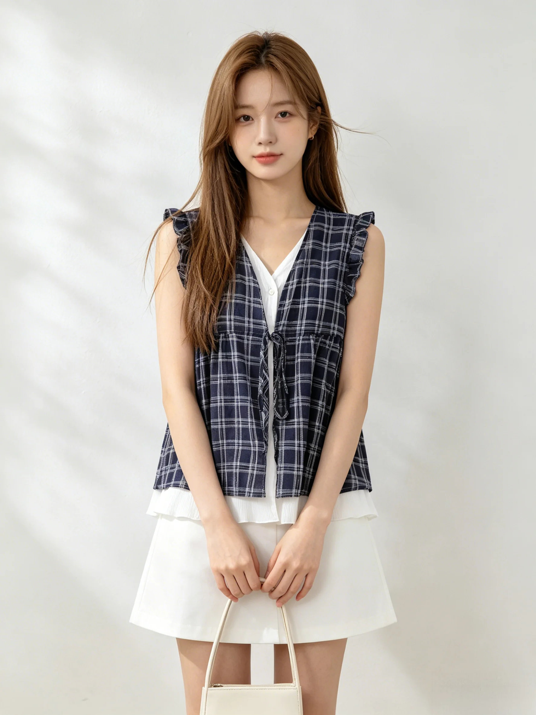 Chic Korean Style Vintage Plaid Shirt Summer Sleeveless V-Neck Breathable Loose Fit Women's Top Fashionable Versatile Upperwear
Chic Korean Style Vintage Plaid Shirt Summer Sleeveless V-Neck Breathable Loose Fit Women's Top Fashionable Versatile Upperwear
