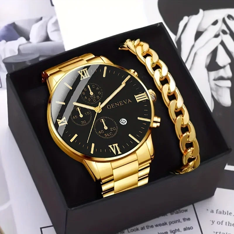 1pc Men Round Pointer Date Quartz Watch& 1pc Bracelet, Ideal choice for Gifts
1pc Men Round Pointer Date Quartz Watch& 1pc Bracelet, Ideal choice for Gifts