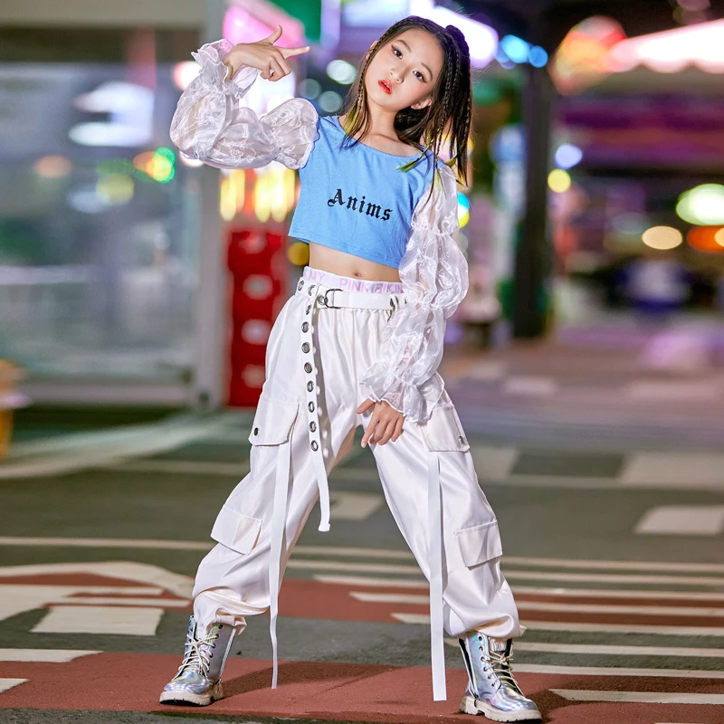 Girls Kpop Clothing Jazz Dance Cotume Puff Sleeve Tops White Cargo Pants Children Street Dance Clothing Festival Outfit VDB5099
Girls Kpop Clothing Jazz Dance Cotume Puff Sleeve Tops White Cargo Pants Children Street Dance Clothing Festival Outfit VDB5099