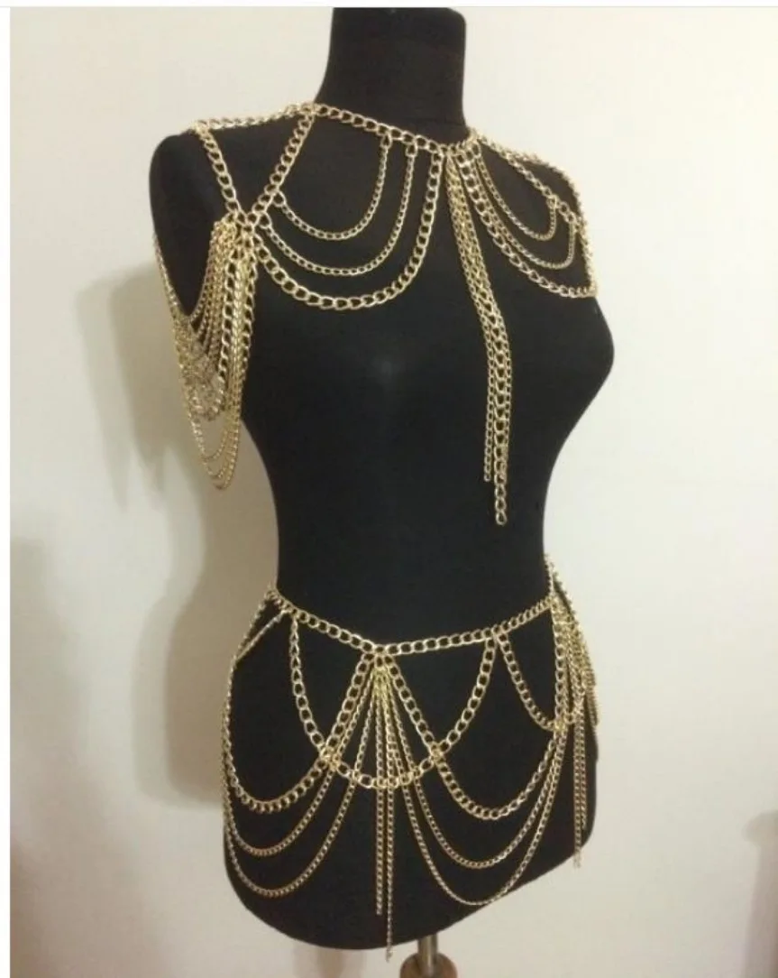 European and American fashion metal body chain waist chain metal color gun, black color three colors
European and American fashion metal body chain waist chain metal color gun, black color three colors