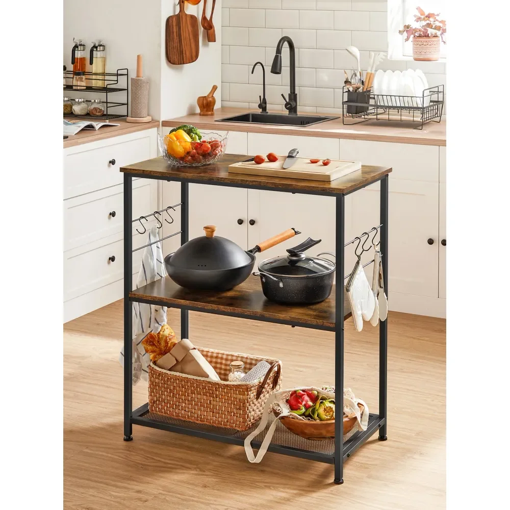Bakers Rack, Kitchen Island Storage Shelf, Microwave Oven Stand, Metal Frame, Industrial, Rustic Brown And Black
Bakers Rack, Kitchen Island Storage Shelf, Microwave Oven Stand, Metal Frame, Industrial, Rustic Brown And Black