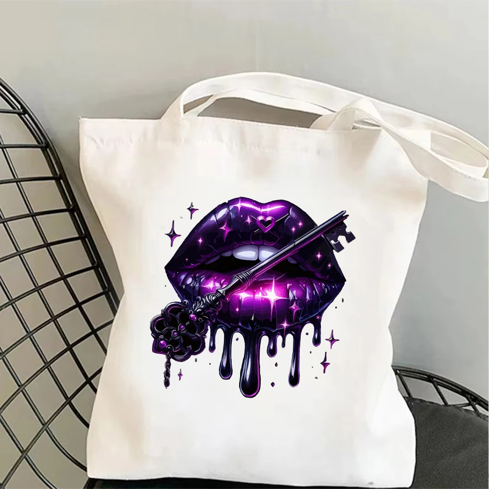 Purple Lips With Key Canvas Tote Bag Gothic Fantasy Shoulder Bag
Purple Lips With Key Canvas Tote Bag Gothic Fantasy Shoulder Bag
