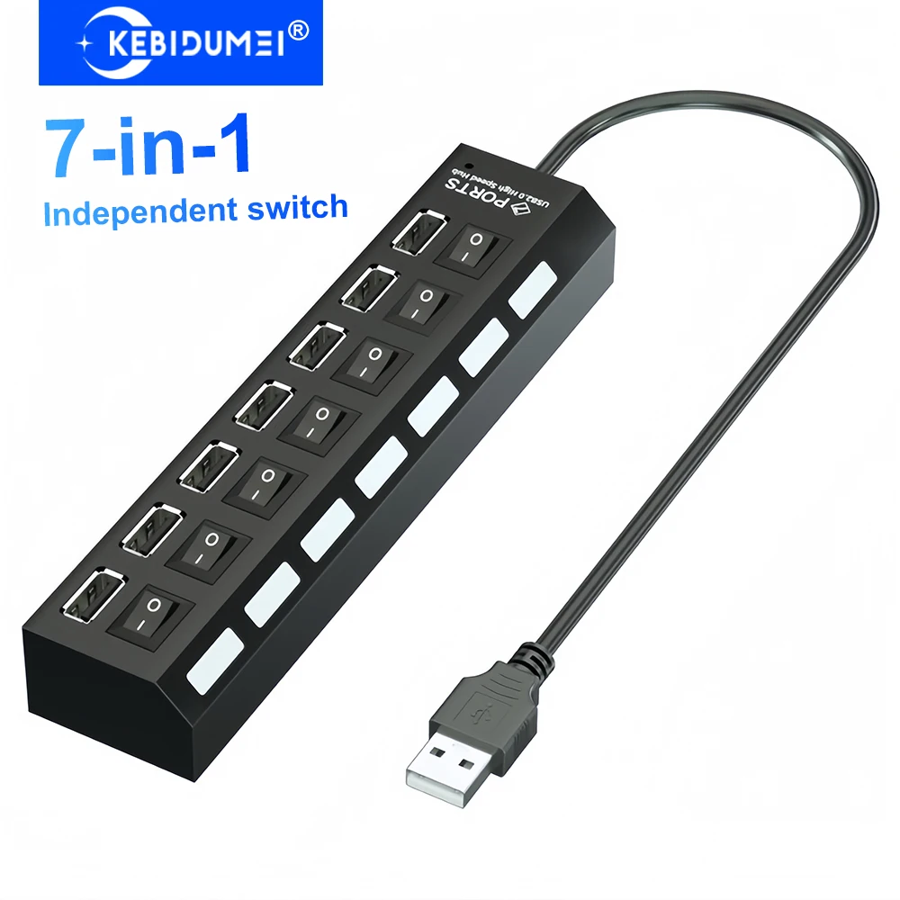 7-in-1 USB HUB Multi Ports USB Splitter with Independent Switch USB 2.0 HUB Use Power Adapter USB Expander for Laptop Macbook
7-in-1 USB HUB Multi Ports USB Splitter with Independent Switch USB 2.0 HUB Use Power Adapter USB Expander for Laptop Macbook