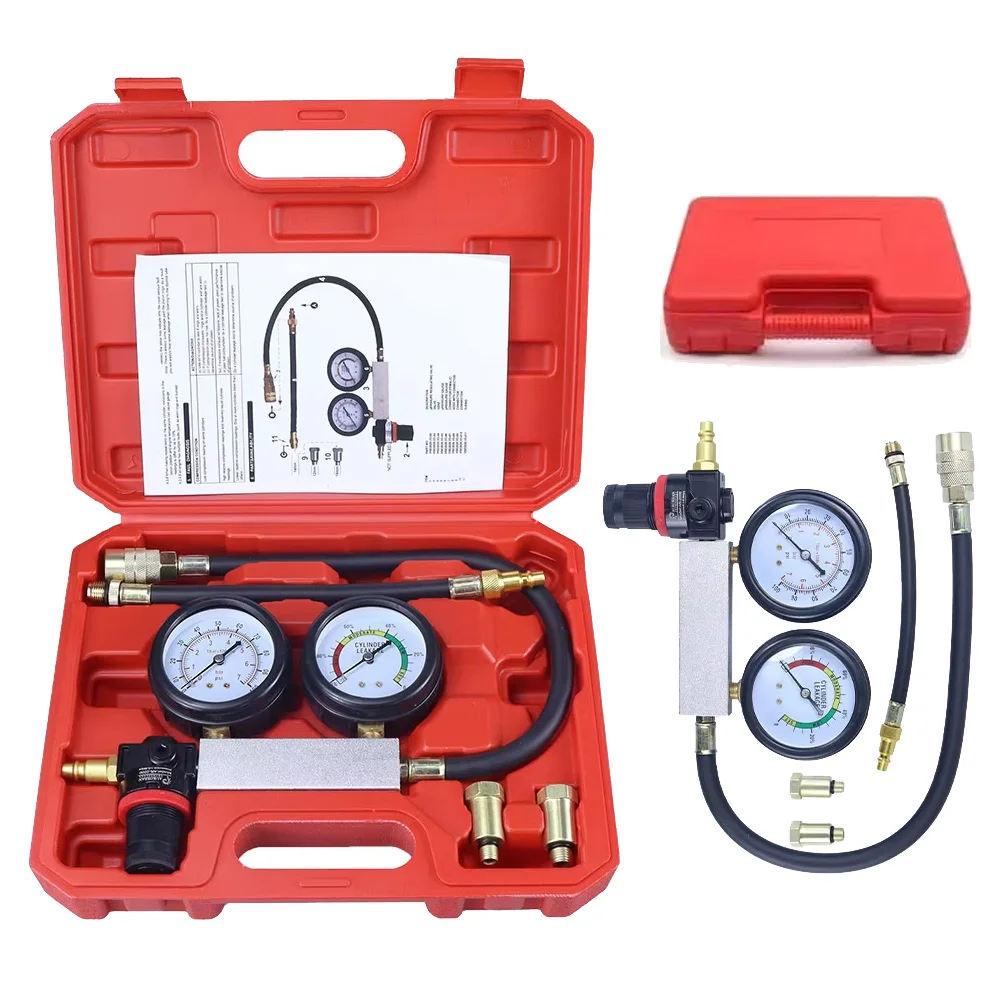 Тестер утечки автомобильного цилиндра TU-21, тестер сжатия бензинового двигателя, двойной датчик, комплект детектора утечки с красным корпусом
Тестер утечки автомобильного цилиндра TU-21, тестер сжатия бензинового двигателя, двойной датчик, комплект детектора утечки с красным корпусом