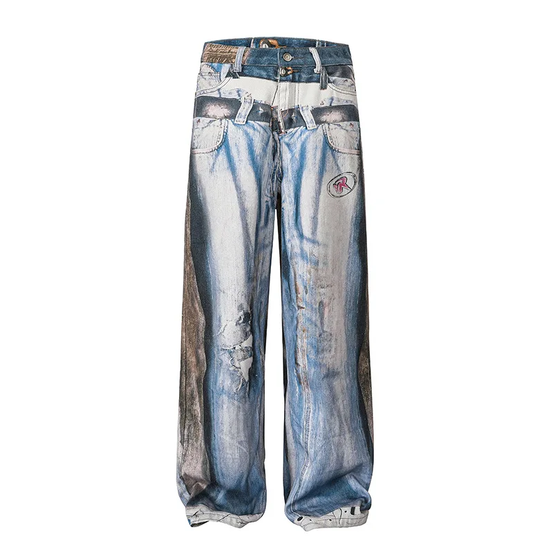 Men's High Street 3D Printed Jeans Pants Fashion Streetwear Oversized HiP Hop Denim Trousers Painted Jeans Bottoms 
Men's High Street 3D Printed Jeans Pants Fashion Streetwear Oversized HiP Hop Denim Trousers Painted Jeans Bottoms