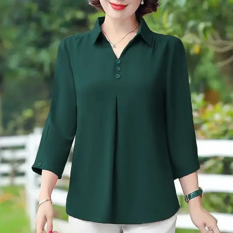 Summer Fashion Oversized Polo-neck Solid Color Shirt Ladies Half Sleeve Loose Casual Top Women Elegant Vintage Shirring Blouse
Summer Fashion Oversized Polo-neck Solid Color Shirt Ladies Half Sleeve Loose Casual Top Women Elegant Vintage Shirring Blouse