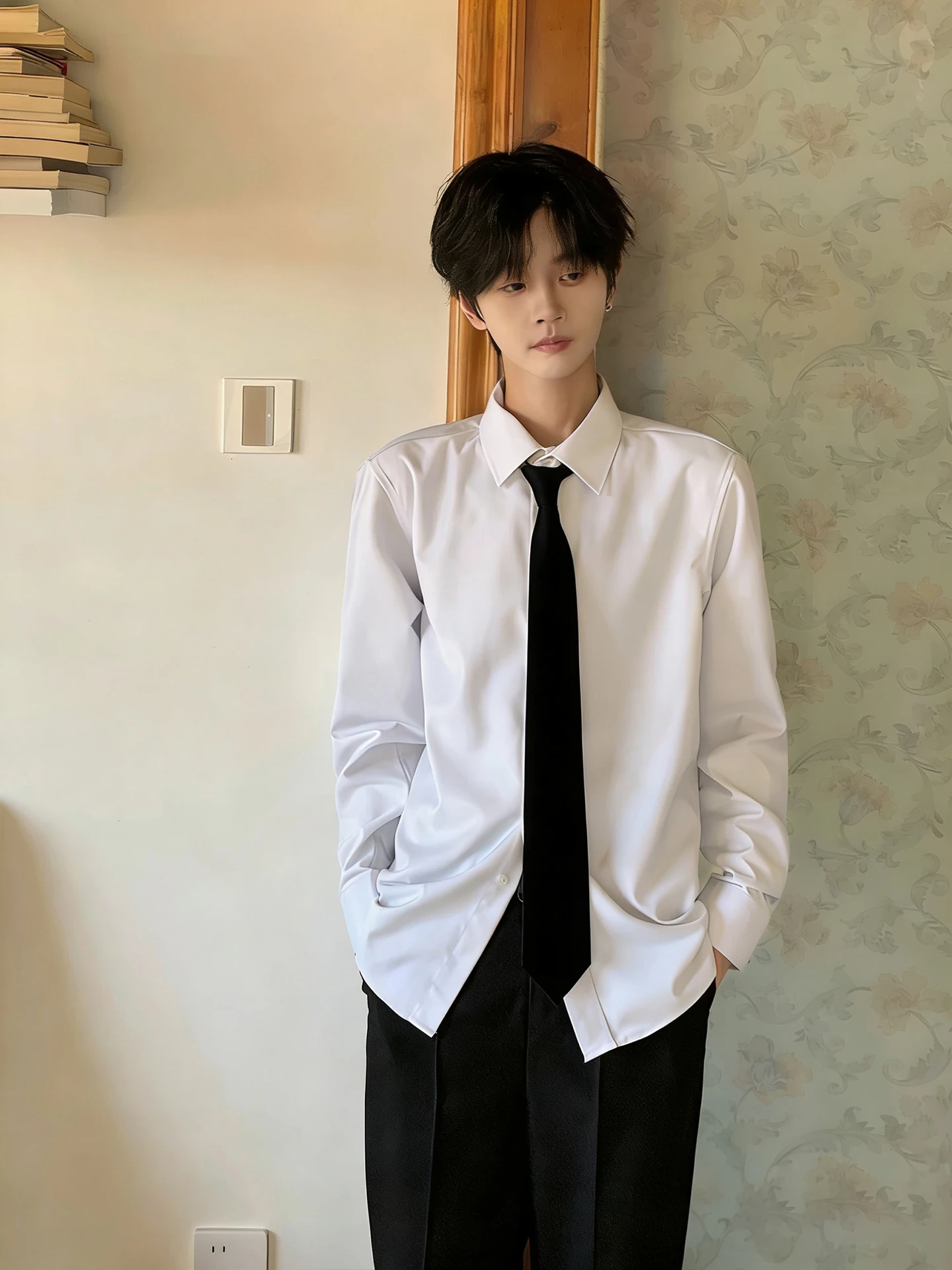 Neutral Style Men's Shirt with Black Tie Student Simple Pure Color Casual Fashion Standard Fit Long Sleeve Breathable Polyest...
Neutral Style Men's Shirt with Black Tie Student Simple Pure Color Casual Fashion Standard Fit Long Sleeve Breathable Polyest...