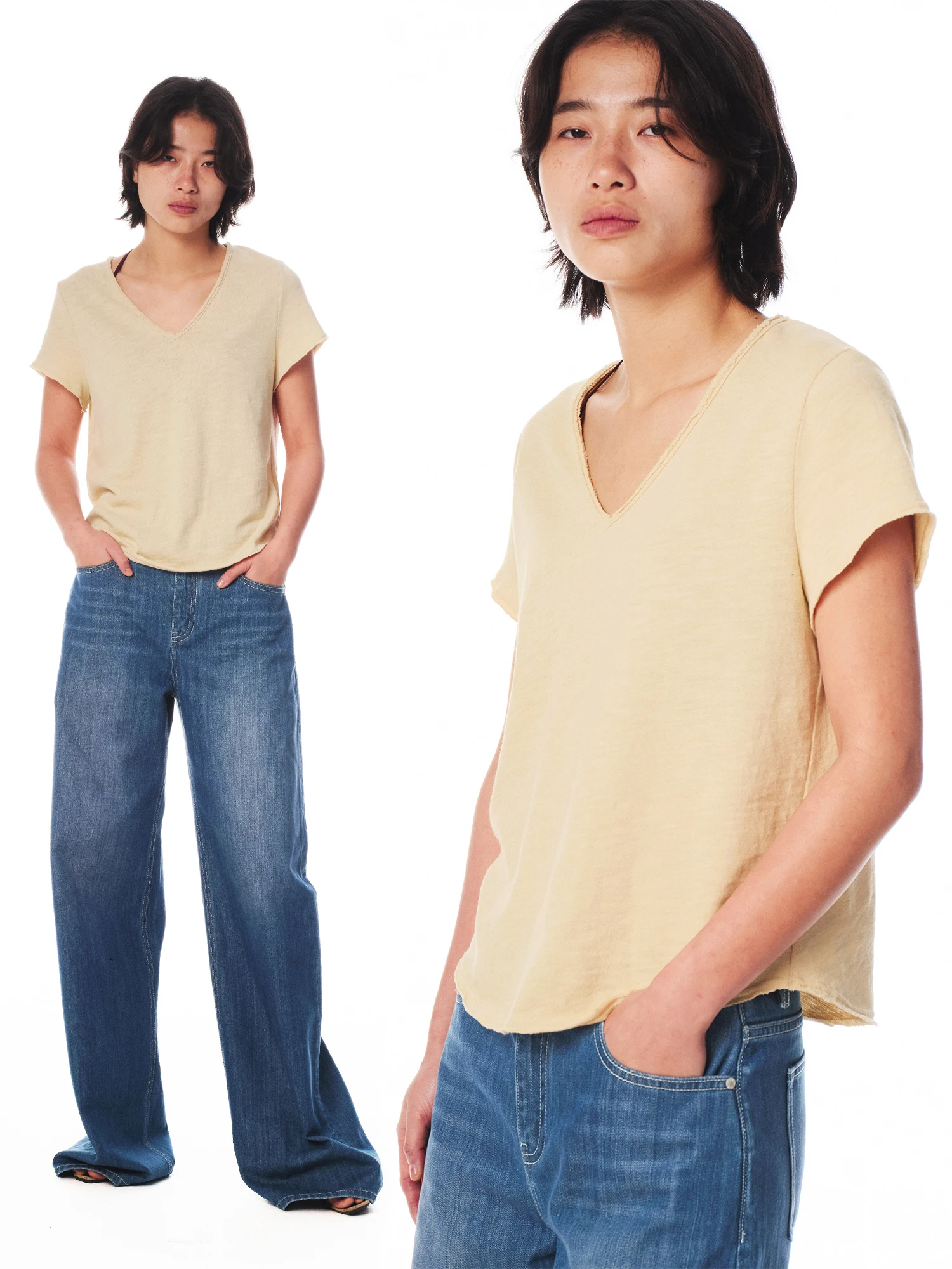 Loose Shoulder V-Neck Short Sleeve T-Shirt Cotton Bamboo Fiber Casual Style Women's Top Breathable Comfortable All-Match
Loose Shoulder V-Neck Short Sleeve T-Shirt Cotton Bamboo Fiber Casual Style Women's Top Breathable Comfortable All-Match