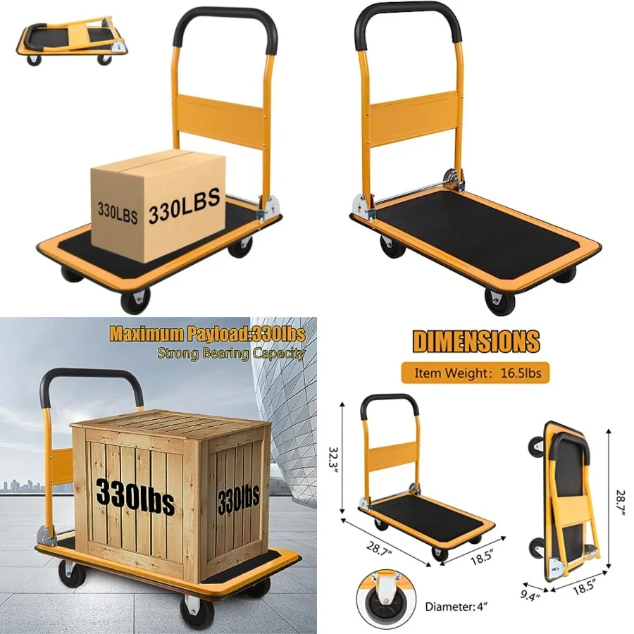 Foldable Push Cart Platform Cart Capacity 4 Wheels 28.7x18.5x32.3inches Small Flatbed Cart
Foldable Push Cart Platform Cart Capacity 4 Wheels 28.7x18.5x32.3inches Small Flatbed Cart