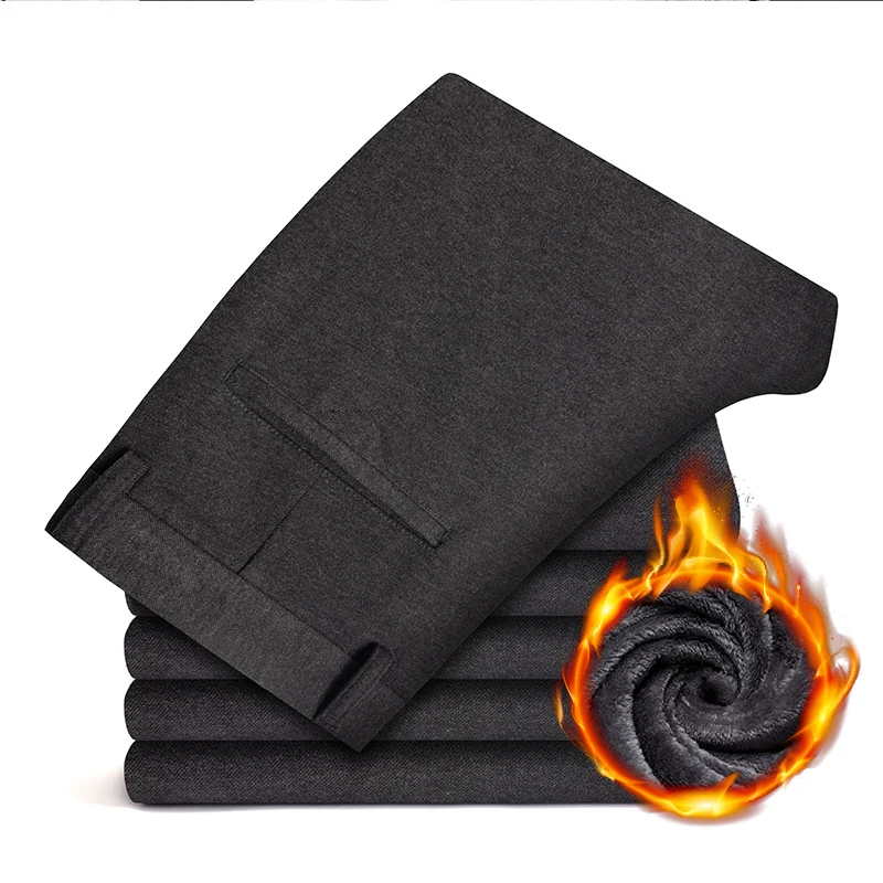 Winter Stretch Fleece Pants Men's Woolen Thickened Warm Straight Slim Trousers Fashion Korea Plush Velvet Business Pants
Winter Stretch Fleece Pants Men's Woolen Thickened Warm Straight Slim Trousers Fashion Korea Plush Velvet Business Pants