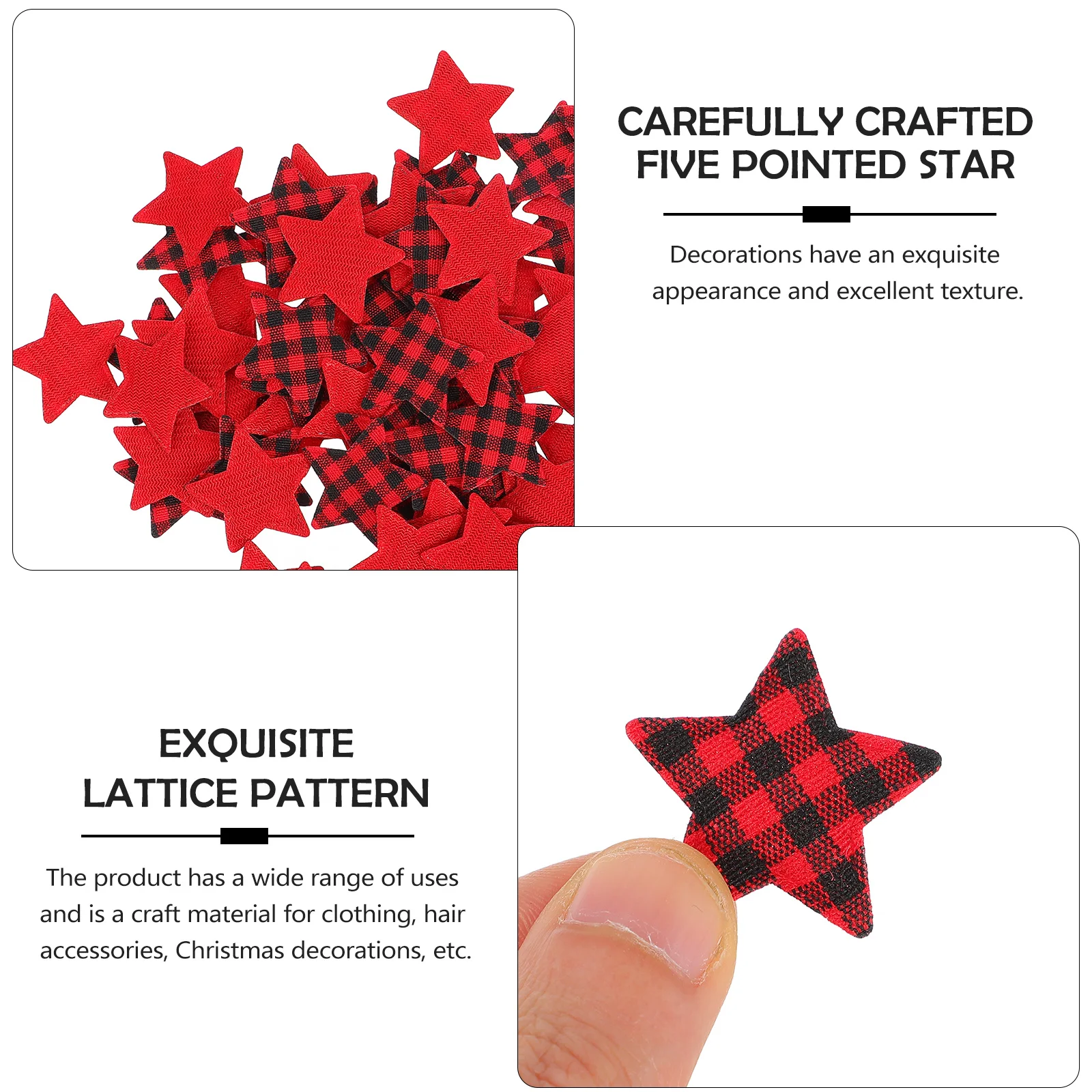 100Pcs Five Pointed Star Cloth Ornament Plaid Lattice Decoration Christmas DIY Hair Accessories Crafts Christmas Star Ornament
100Pcs Five Pointed Star Cloth Ornament Plaid Lattice Decoration Christmas DIY Hair Accessories Crafts Christmas Star Ornament