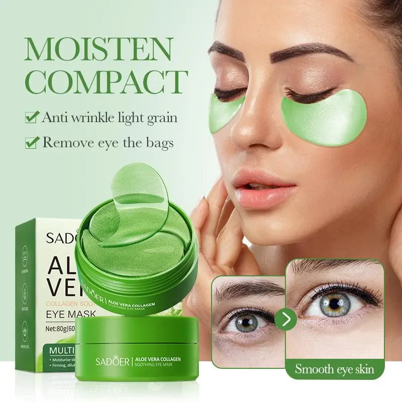 60Pcs SADOER Aloe Vera Collagen Eye Masks Anti-Dark-Circle Moisturizing Firming Eye Patches for Skin Care Removal of Eye Bags
60Pcs SADOER Aloe Vera Collagen Eye Masks Anti-Dark-Circle Moisturizing Firming Eye Patches for Skin Care Removal of Eye Bags