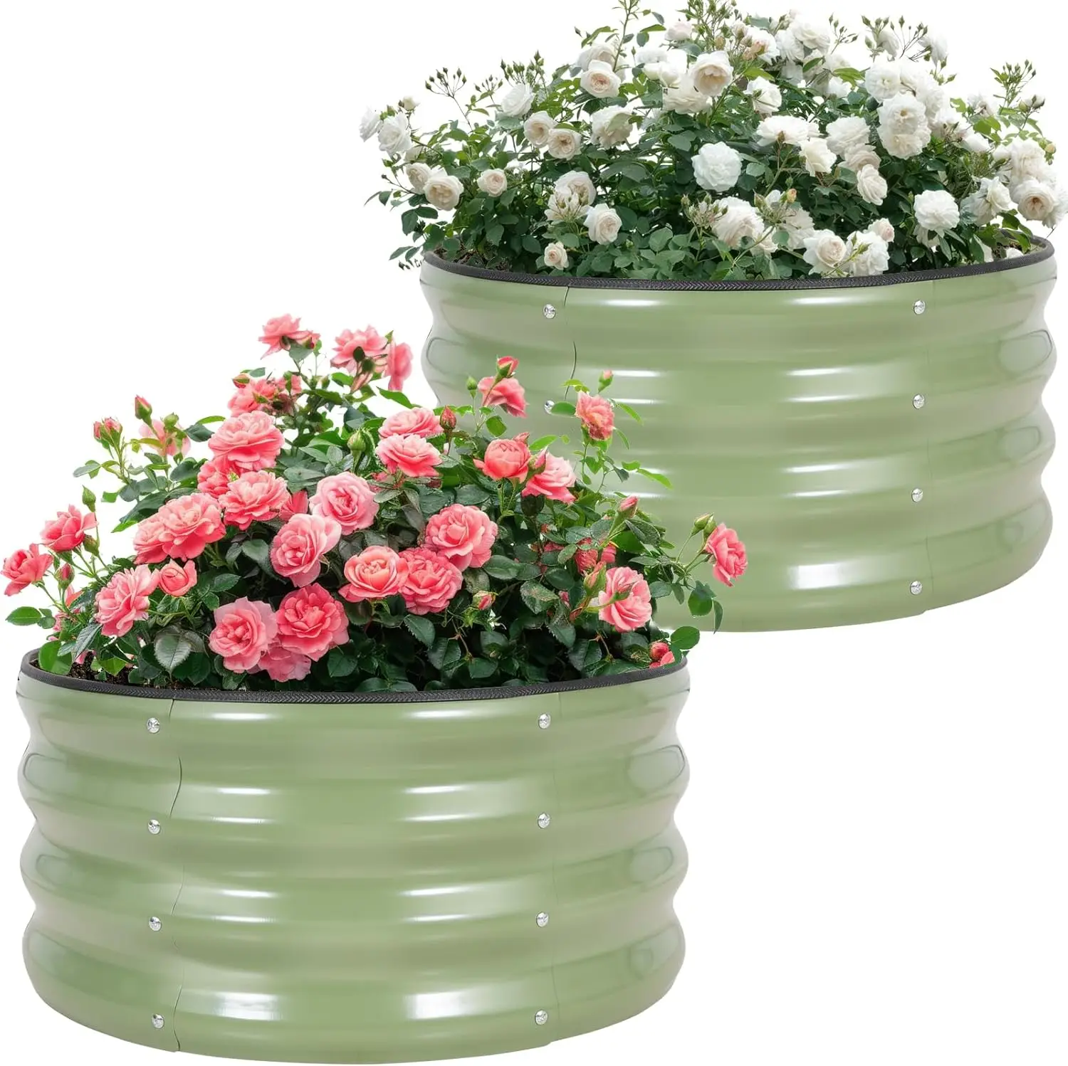 Galvanized Raised Garden Bed- 2Pcs Metal Planter Boxes Outdoor | 12" Tall 24" Round Steel Raised Bed Kit & Fire Pit Ring for Gar
Galvanized Raised Garden Bed- 2Pcs Metal Planter Boxes Outdoor | 12" Tall 24" Round Steel Raised Bed Kit & Fire Pit Ring for Gar