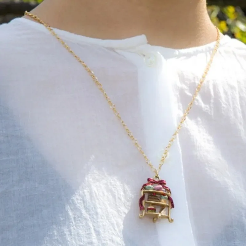 French Sweet Style Afternoon Tea Dessert Cake Tower Pendant Necklace Enamel Craft Fashion Clavicle Chain Jewelry Women Gift
French Sweet Style Afternoon Tea Dessert Cake Tower Pendant Necklace Enamel Craft Fashion Clavicle Chain Jewelry Women Gift
