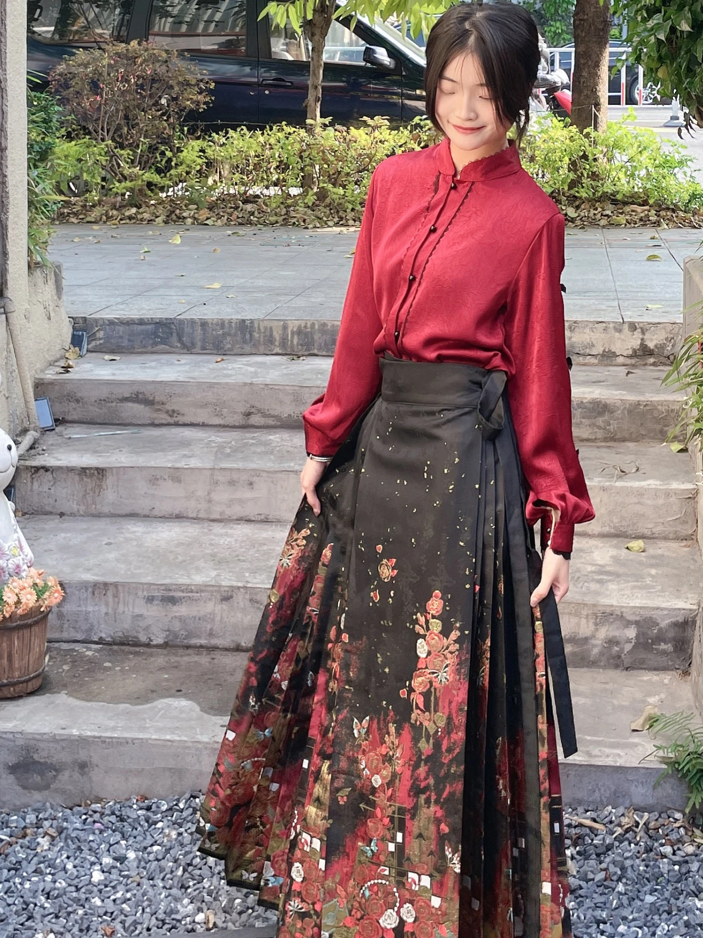 Original Hanfu Semi-skirt Mingxi Silk Double Axis Weaving Process Dark Night Rose Print High Waist A-Line Skirt Polyester Fiber
Original Hanfu Semi-skirt Mingxi Silk Double Axis Weaving Process Dark Night Rose Print High Waist A-Line Skirt Polyester Fiber