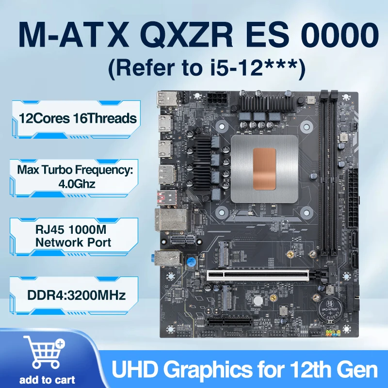 M-ATX CPU Motherboard Combo 12th Core Interposer QXZR ES 0000 8C12T PCIe2.0x8 Integrated CPU DDR4 RAM NVME M.2 kit placa mãe
M-ATX CPU Motherboard Combo 12th Core Interposer QXZR ES 0000 8C12T PCIe2.0x8 Integrated CPU DDR4 RAM NVME M.2 kit placa mãe