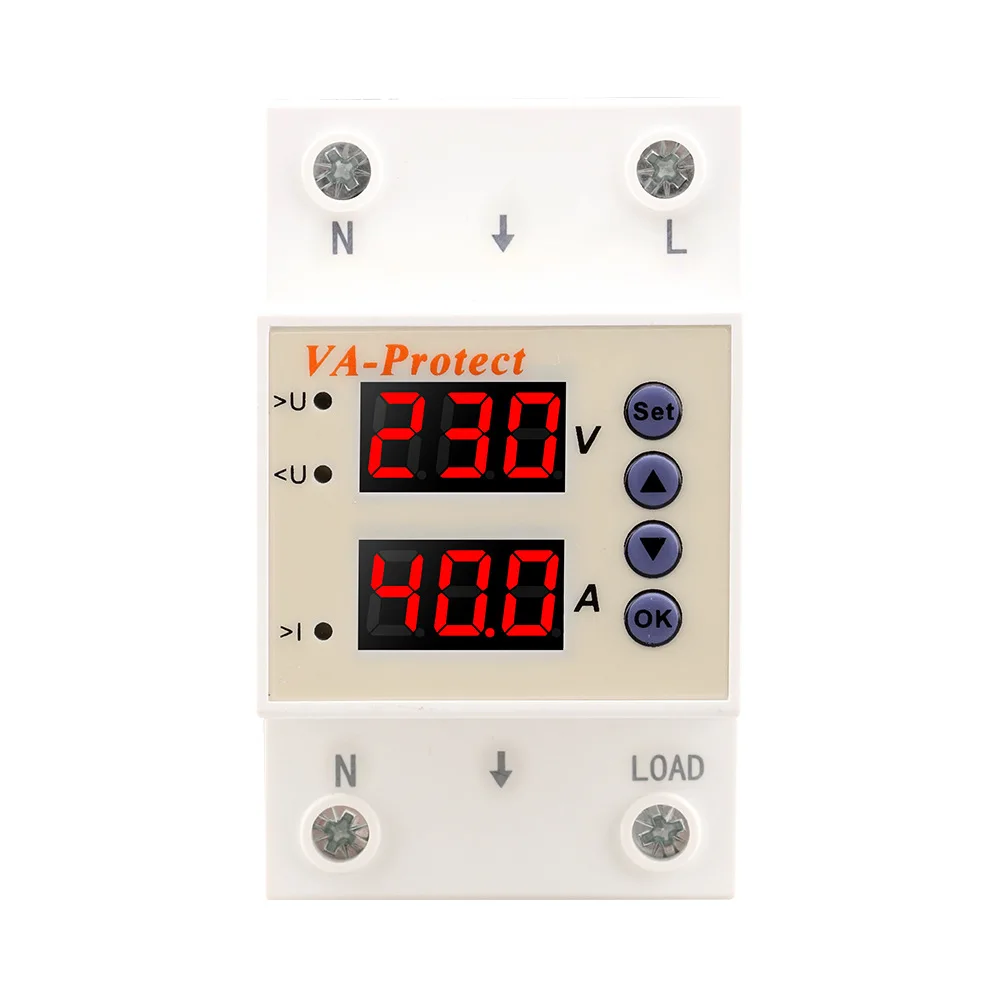 SVP726 40A 63A 220V Large Screen Digital Display Adjustable Self Resetting Overvoltage/Undervoltage Current Limiting Protector
SVP726 40A 63A 220V Large Screen Digital Display Adjustable Self Resetting Overvoltage/Undervoltage Current Limiting Protector