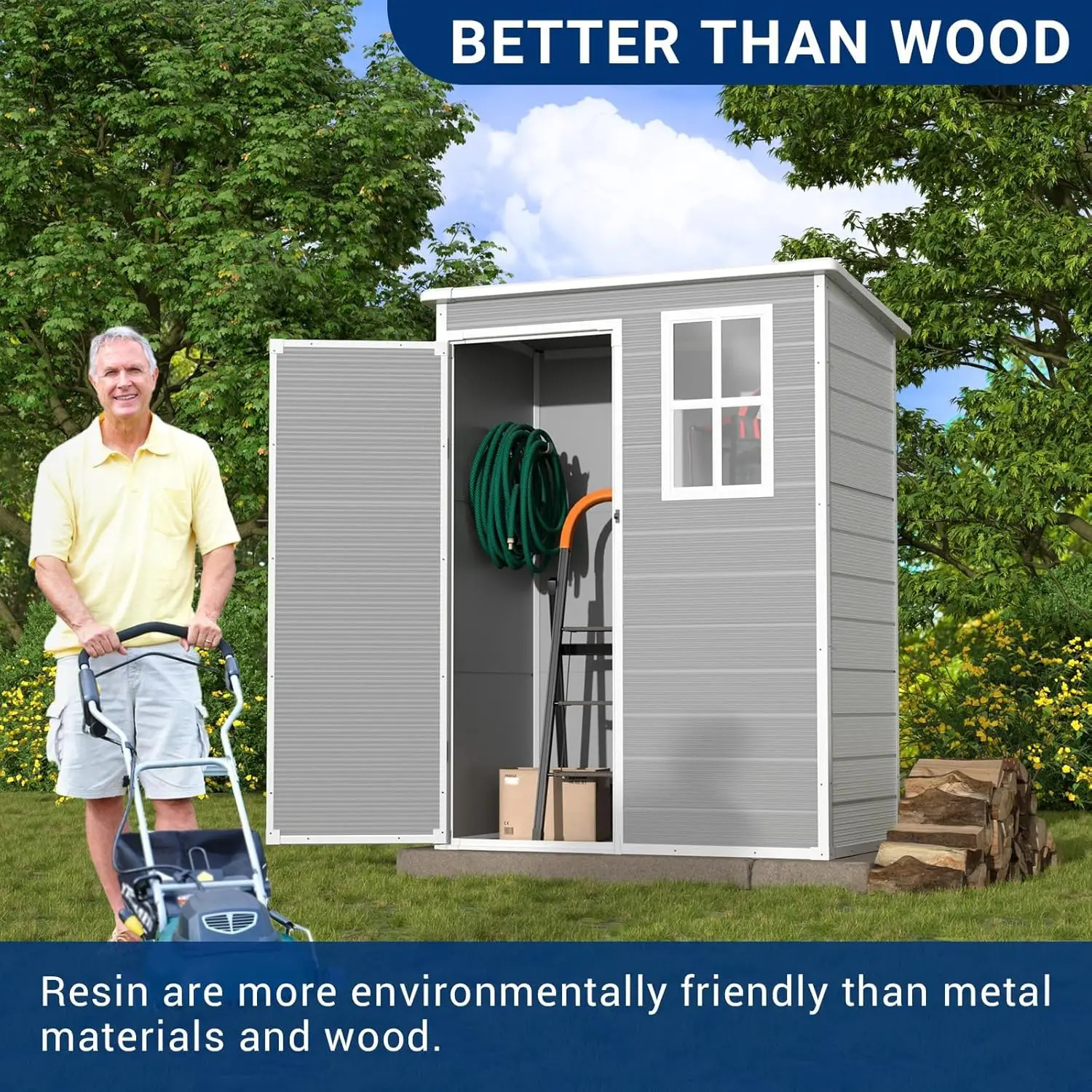 Outdoor Storage Shed, 5x3FT Resin Storage Sheds Outdoor with Floor, Lockable Door & Window, Waterproof Tool Sheds
Outdoor Storage Shed, 5x3FT Resin Storage Sheds Outdoor with Floor, Lockable Door & Window, Waterproof Tool Sheds
