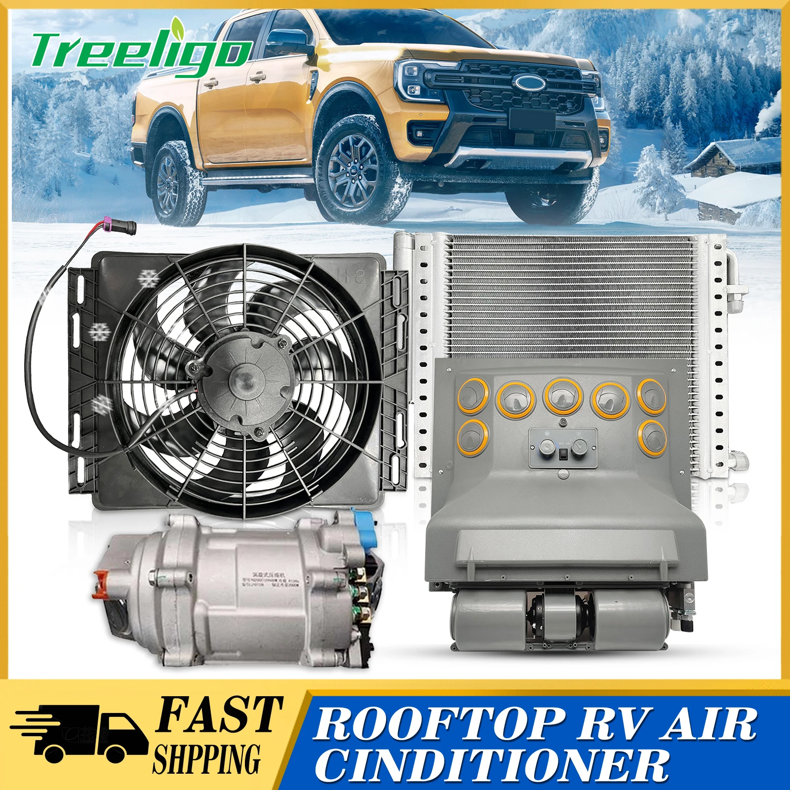 Treeligo 12V 24V Electric Air Conditioner Fast Cooling Parking Air Conditioning Fan Kit For Automotive Truck Camper Van Bus Boat
Treeligo 12V 24V Electric Air Conditioner Fast Cooling Parking Air Conditioning Fan Kit For Automotive Truck Camper Van Bus Boat