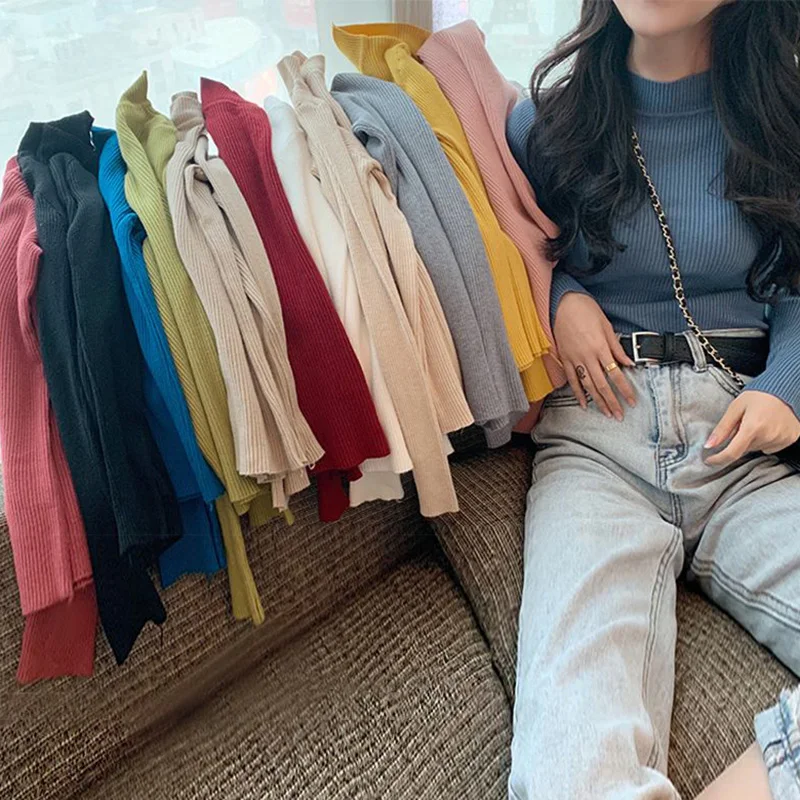 Girls Autumn Winter Underwear Knitted Tops Lady Half High Collar Pullover Sweaters Female Korean Daily Sweaters Clothes
Girls Autumn Winter Underwear Knitted Tops Lady Half High Collar Pullover Sweaters Female Korean Daily Sweaters Clothes