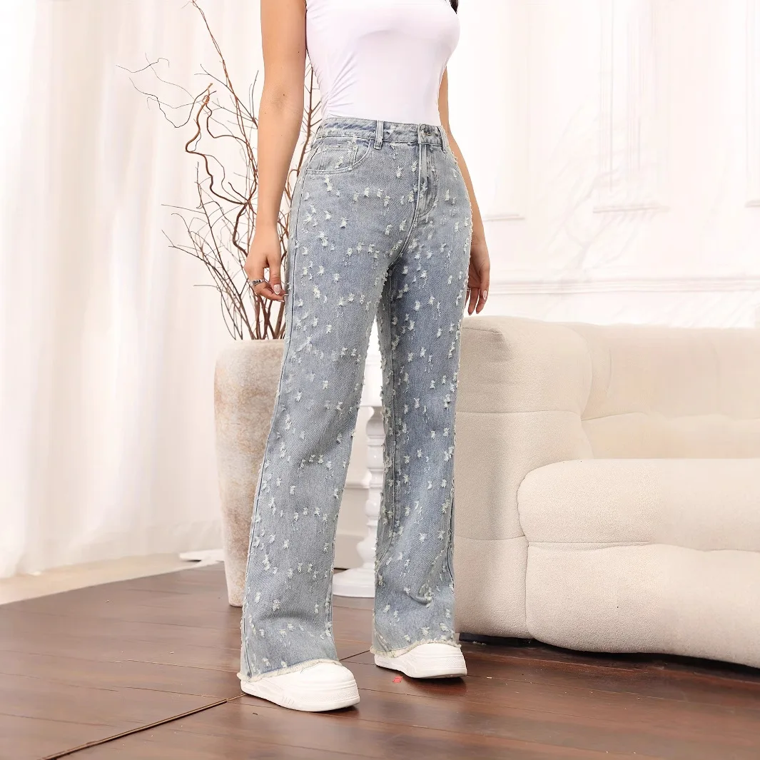 Модные джинсы по индивидуальному дизайну, женские джинсы средней и высокой талии с эластичной резинкой на талии, рваные свободные прямые брюки в стиле ретро, новая весна
Модные джинсы по индивидуальному дизайну, женские джинсы средней и высокой талии с эластичной резинкой на талии, рваные свободные прямые брюки в стиле ретро, новая весна