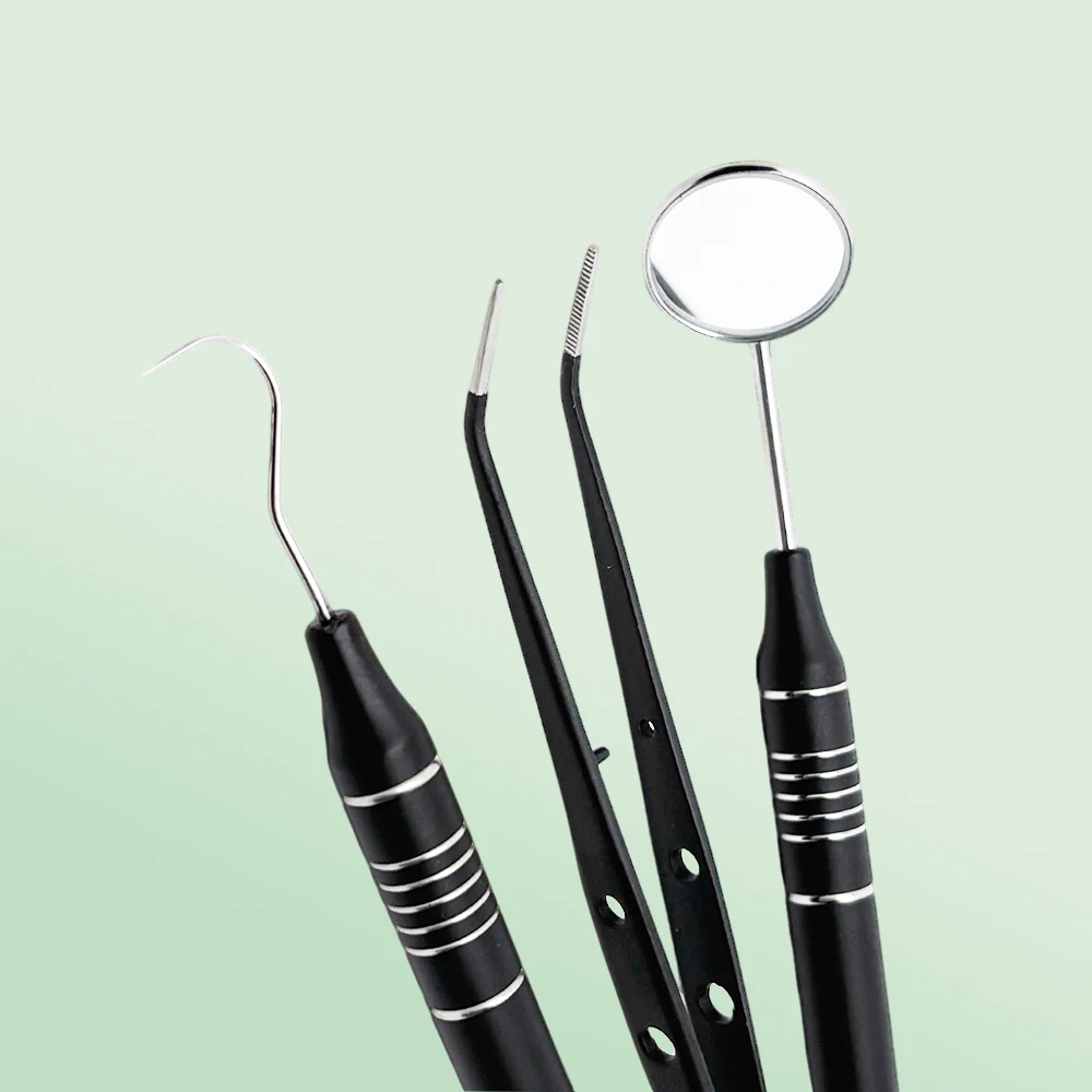 Dental Care Tool Kit with Mouth Mirror Tweezers and Curved Probe for Teeth Cleaning and Oral Exam Professional Dentist Use
Dental Care Tool Kit with Mouth Mirror Tweezers and Curved Probe for Teeth Cleaning and Oral Exam Professional Dentist Use