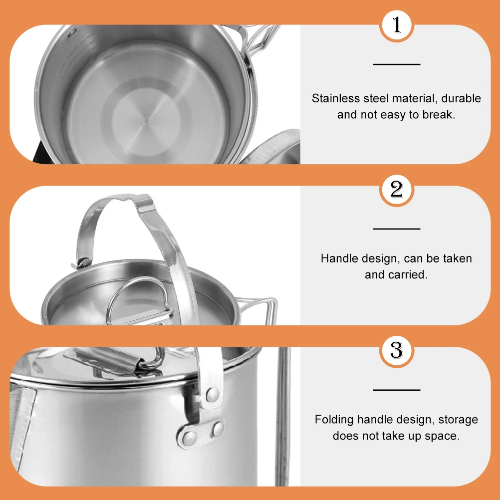 Stainless Steel Water Kettle Large Capacity Outdoor Teapot Camping Supply Boiling Heating Pot Foldable Handle Lightweight
Stainless Steel Water Kettle Large Capacity Outdoor Teapot Camping Supply Boiling Heating Pot Foldable Handle Lightweight