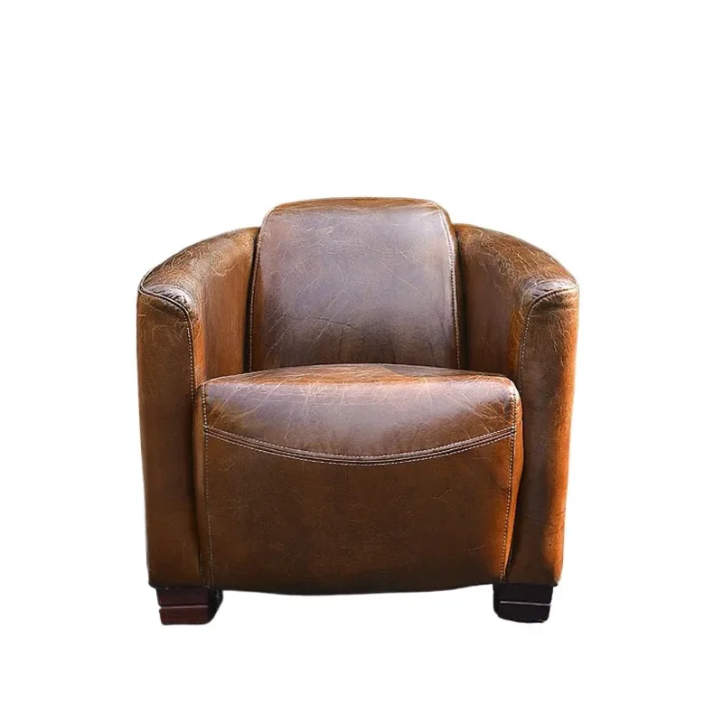 Medieval Classic American Oil Wax Leather Solid Wood Vintage Single Leather Sofa Living Room Whiskey Cigar Bar French
Medieval Classic American Oil Wax Leather Solid Wood Vintage Single Leather Sofa Living Room Whiskey Cigar Bar French