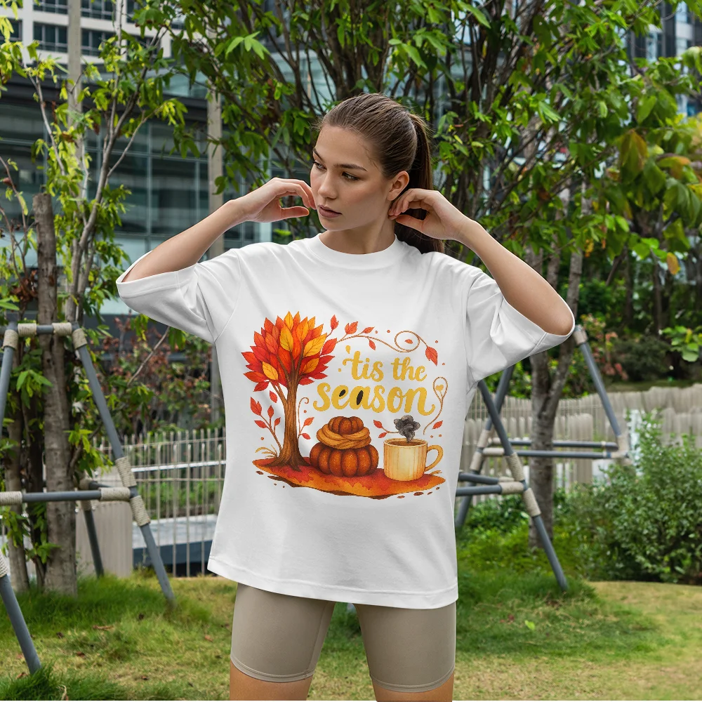 Comfortable Women's Printed T-shirt "Autumn Pumpkin and Coffee Cup Pattern T-shirt" Fashionable Women's T-shirt Top
Comfortable Women's Printed T-shirt "Autumn Pumpkin and Coffee Cup Pattern T-shirt" Fashionable Women's T-shirt Top