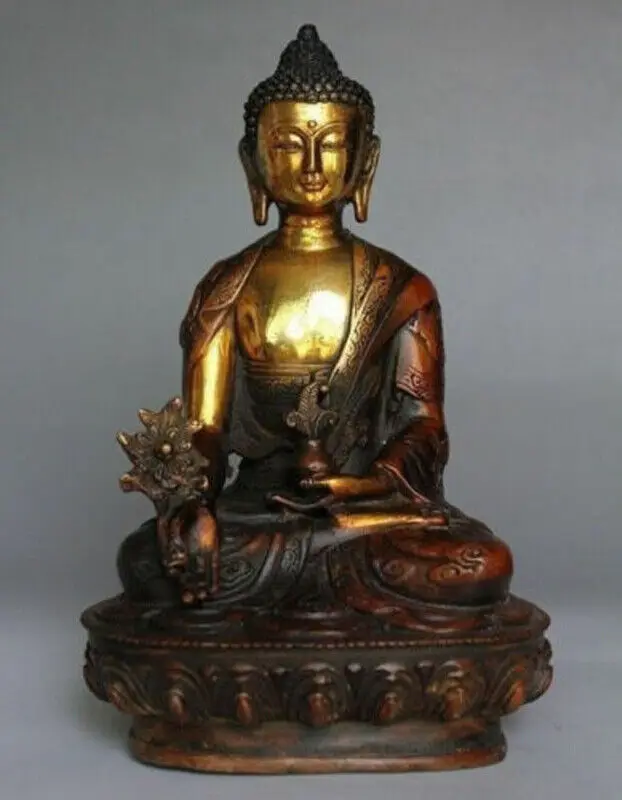 Old bronze Brass Buddhism Bodhisattva Sakyamuni Buddha Bhaisajya Dragon Statue
Old bronze Brass Buddhism Bodhisattva Sakyamuni Buddha Bhaisajya Dragon Statue