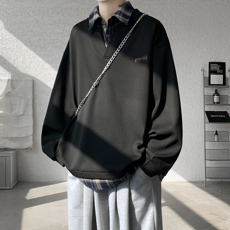 Men's Long Sleeve Shirt Collar Sweatshirt Spring Autumn American Color Block Shirt Outerwear Top Yang Jing Brand
Men's Long Sleeve Shirt Collar Sweatshirt Spring Autumn American Color Block Shirt Outerwear Top Yang Jing Brand
