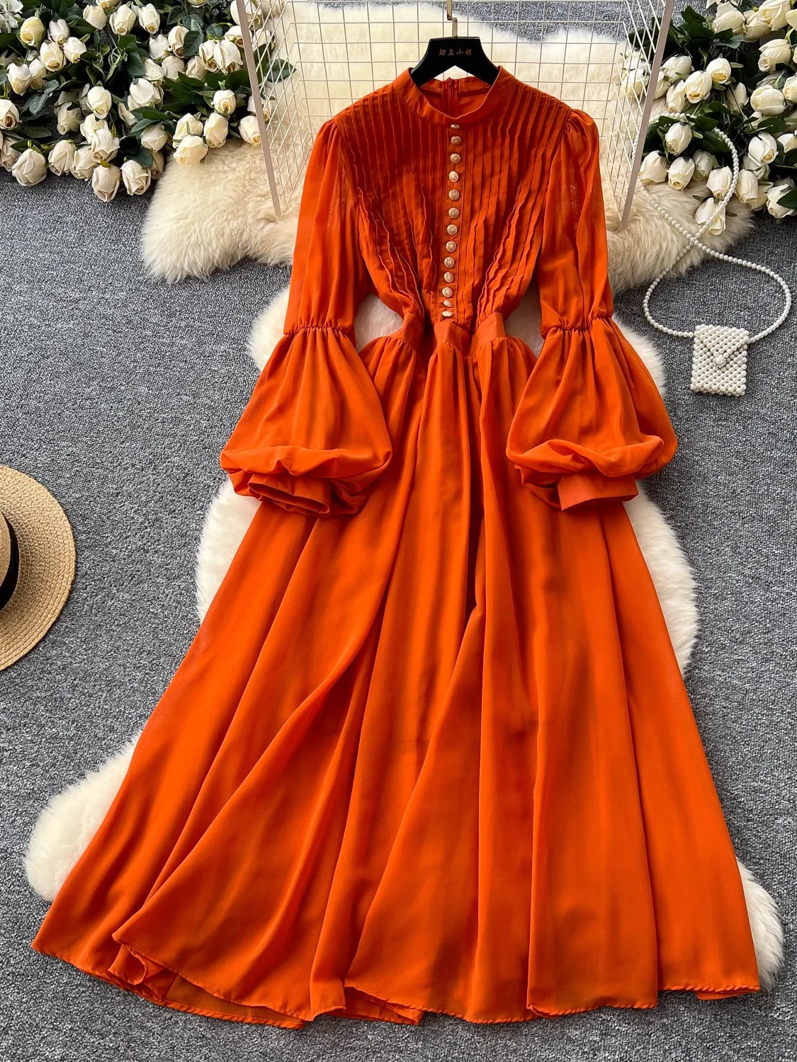 Autumn Vintage Button Front Puff Sleeve Tie Waist Flowy Maxi Dress Elegant Flare Beach Summer Casual Long Dress 2025 Fashion
Autumn Vintage Button Front Puff Sleeve Tie Waist Flowy Maxi Dress Elegant Flare Beach Summer Casual Long Dress 2025 Fashion