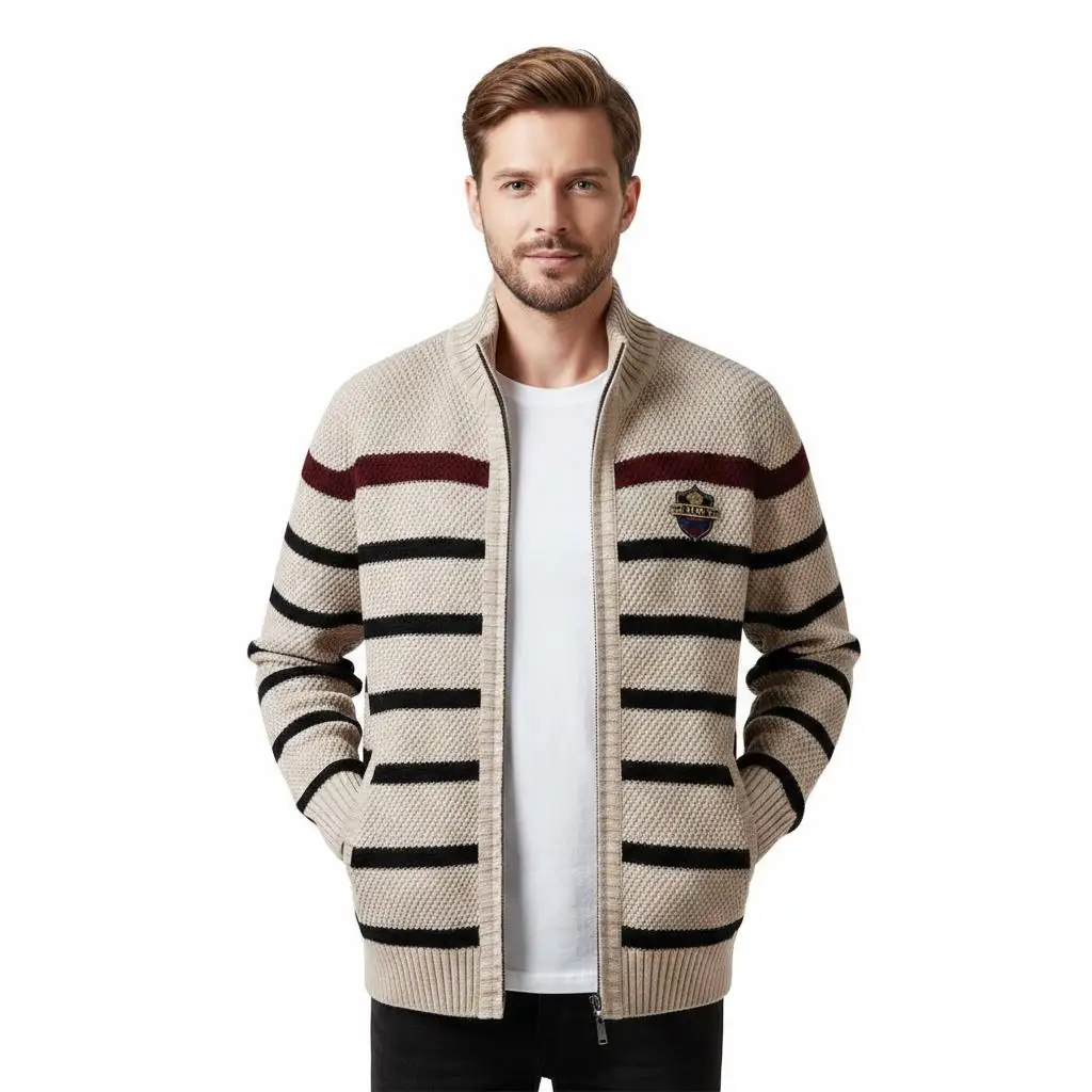 Men's Vintage Knit Cardigan Sweater Autumn Jacket Striped Stand Collar Knitwear Casual Knitted Sweater for Men
Men's Vintage Knit Cardigan Sweater Autumn Jacket Striped Stand Collar Knitwear Casual Knitted Sweater for Men