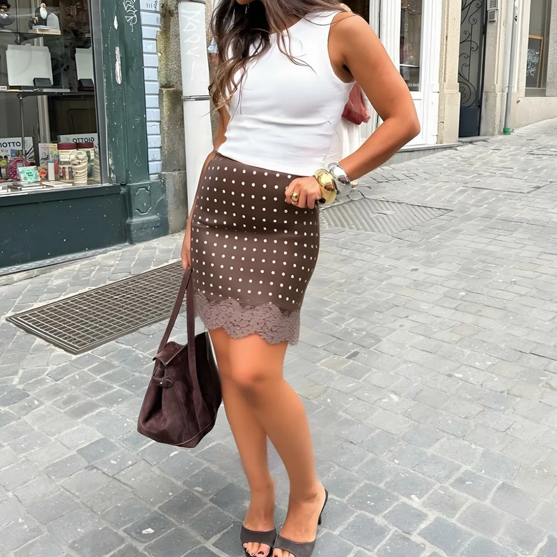 Women's Y2k Vintage Dot Print Pencil Skirt Floral Lace Trim Patchwork Satin Silk Low Rise Knee Length Bodycon Skirts
Women's Y2k Vintage Dot Print Pencil Skirt Floral Lace Trim Patchwork Satin Silk Low Rise Knee Length Bodycon Skirts