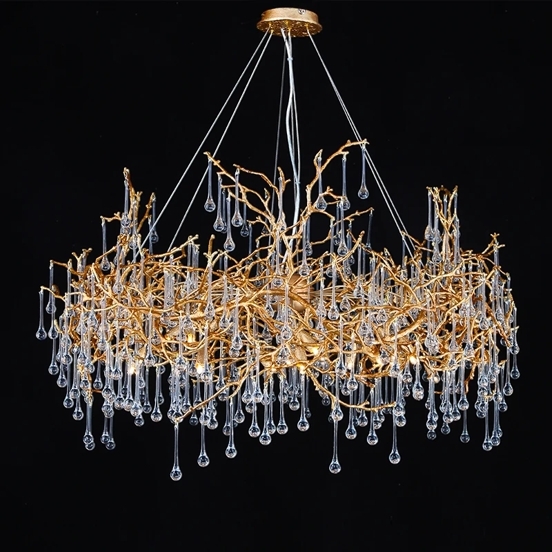 French luxury new main lamp crystal lamp water drop branch living room dining room luxury villa crystal chandelier
French luxury new main lamp crystal lamp water drop branch living room dining room luxury villa crystal chandelier
