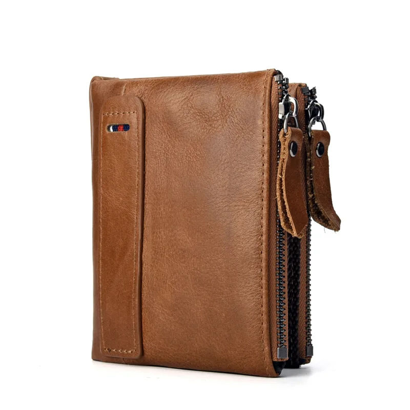 Retro men's leather short clutch bag fashionable oil wax cowhide double zipper wallet simple and versatile leisure business larg
Retro men's leather short clutch bag fashionable oil wax cowhide double zipper wallet simple and versatile leisure business larg