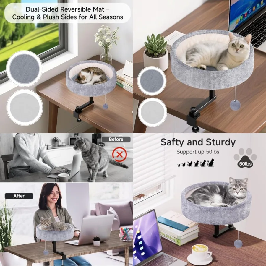 Cat Desk Bed - 360° Rotating and Adjustable, Supports 50 lbs, Soft Faux Fur with Dual-Sided Reversible Mat, Modern Indoor Cat N
Cat Desk Bed - 360° Rotating and Adjustable, Supports 50 lbs, Soft Faux Fur with Dual-Sided Reversible Mat, Modern Indoor Cat N