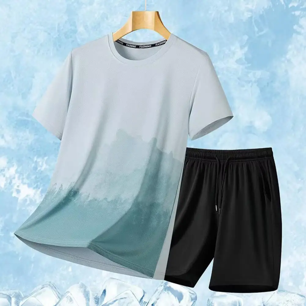 Men Fitness Suit Men's Summer Outfit Set Quick-drying Short Sleeve T-shirt Elastic Waist Drawstring Shorts Loose Fit Sportswear
Men Fitness Suit Men's Summer Outfit Set Quick-drying Short Sleeve T-shirt Elastic Waist Drawstring Shorts Loose Fit Sportswear
