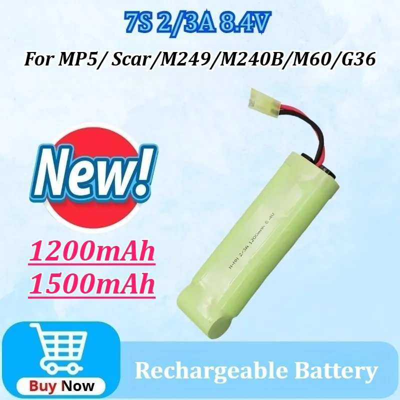 7S 2/3A 8.4V 1200/1500mAh NiMH Flat Battery Pack for Airsoft Guns MP5/ Scar/M249/M240B/M60/G36 Upgraded Rechargeable Battery
7S 2/3A 8.4V 1200/1500mAh NiMH Flat Battery Pack for Airsoft Guns MP5/ Scar/M249/M240B/M60/G36 Upgraded Rechargeable Battery