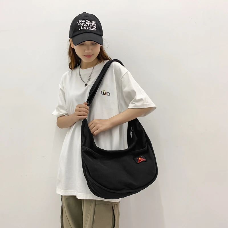Large Canvas Women's Bag Big Shoulder Cross Bag Solid Eco Bag Korean Shopping Messenger Bag Y2K Satchel Hobos Half Moon Handbags
Large Canvas Women's Bag Big Shoulder Cross Bag Solid Eco Bag Korean Shopping Messenger Bag Y2K Satchel Hobos Half Moon Handbags