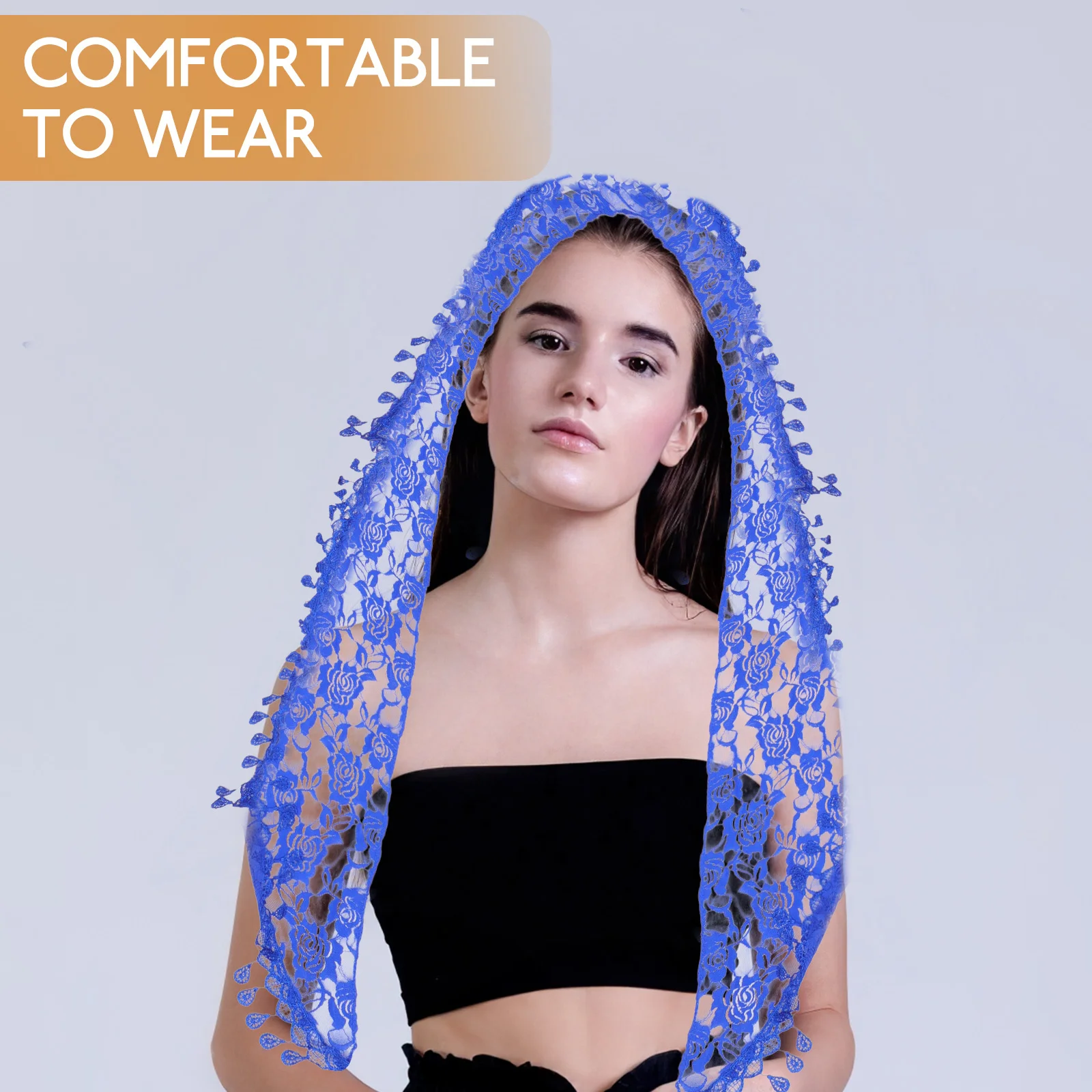 Lightweight Lace Mantilla Veil Triangle Shawl Fringe Scarf Elegant Retro Style for Weddings Church Parties Sun Protection
Lightweight Lace Mantilla Veil Triangle Shawl Fringe Scarf Elegant Retro Style for Weddings Church Parties Sun Protection