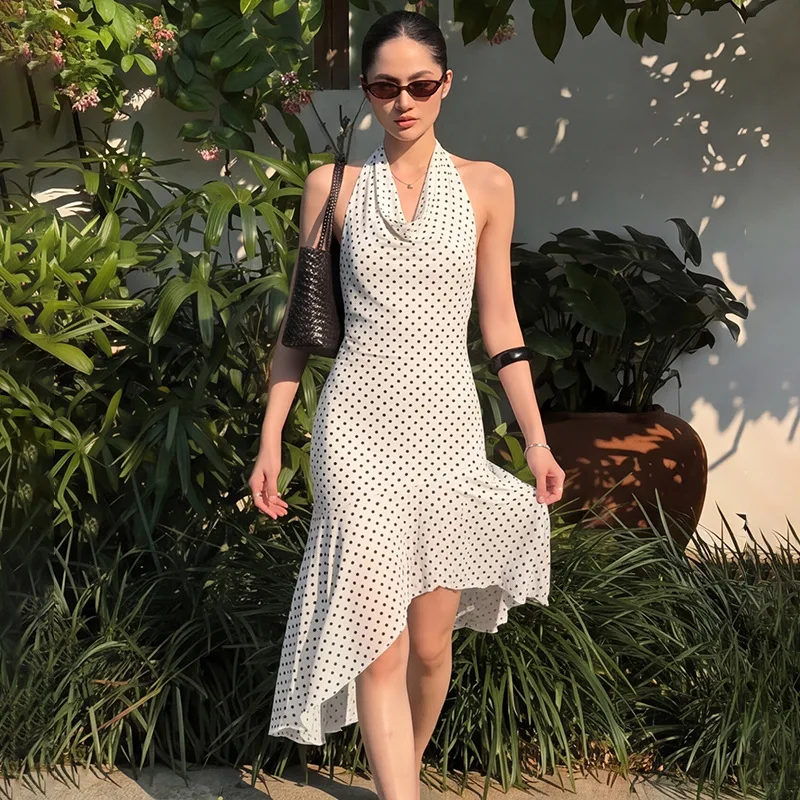 Tsiisd Sexy Necklace Backless Maxi Dress Women Lace-Up Polka Dot Premium Ruffle Elegant Party Evening Dress Fashion Female Dress
Tsiisd Sexy Necklace Backless Maxi Dress Women Lace-Up Polka Dot Premium Ruffle Elegant Party Evening Dress Fashion Female Dress