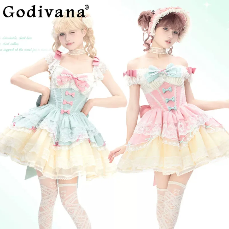 Lolita Ballet Elegant Slash Neck Jsk Suspender Dress Fashion High Waist A-line Versatile Age Reducing Cake Princess Dresses
Lolita Ballet Elegant Slash Neck Jsk Suspender Dress Fashion High Waist A-line Versatile Age Reducing Cake Princess Dresses