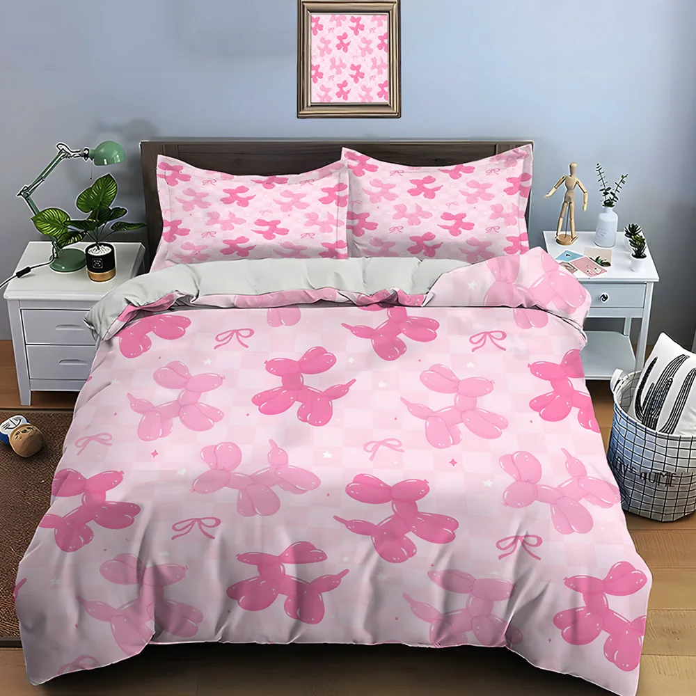 Pink Balloon Dog Pattern Background Print Bedding Set 1 Duvet Cover 2 Pillowcases for Adult and Children Luxury Gift Full Size
Pink Balloon Dog Pattern Background Print Bedding Set 1 Duvet Cover 2 Pillowcases for Adult and Children Luxury Gift Full Size